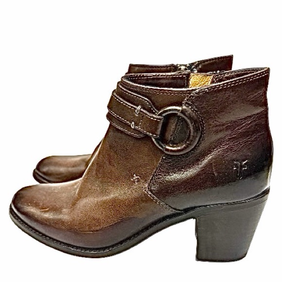 Frye Janis Gore Short Western Ankle Boots Booties Leather Dark Brown 7B Used - Picture 8 of 9
